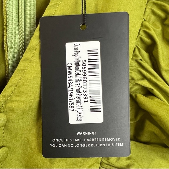 Pretty Little Thing Olive Poplin Button Detail Flare Short Romper Size 8 - Picture 11 of 14